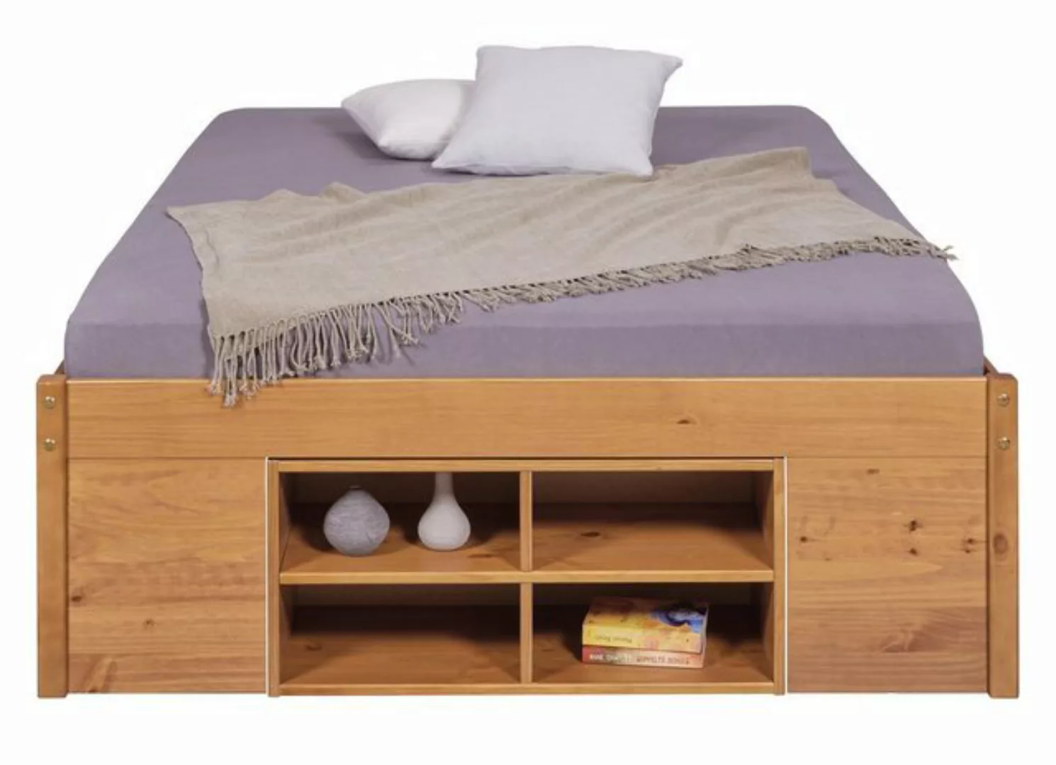 Inter Link Funktionsbett Till 180x200 braun, aus massivem Holz, mit Rollros günstig online kaufen