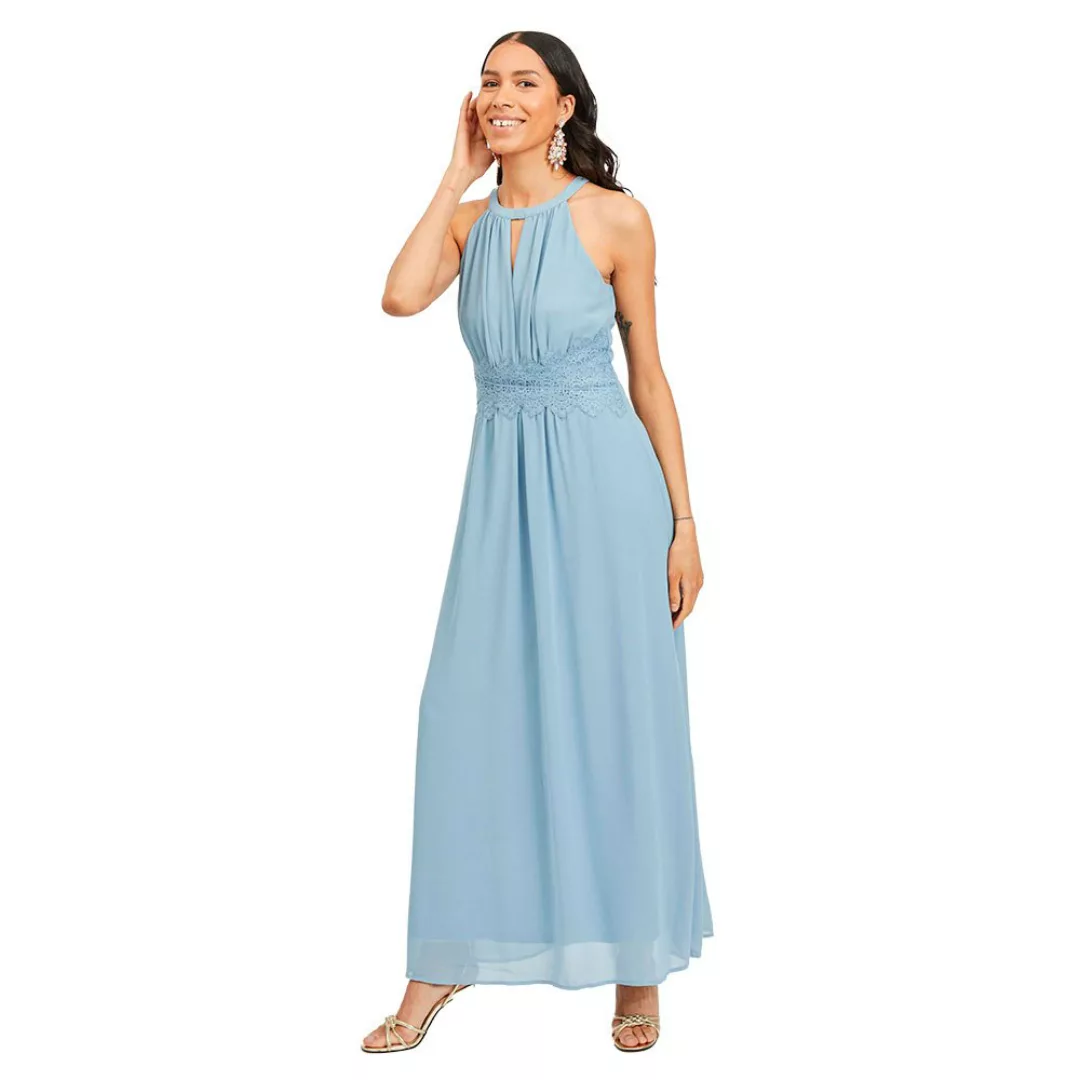 Vila – Bridesmaid – Maxi-Neckholderkleid in Balu-Blau günstig online kaufen