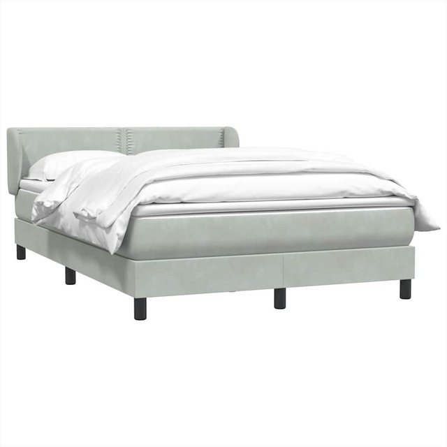 vidaXL Bett Boxspringbett mit Matratze Hellgrau 140x210 cm Samt günstig online kaufen