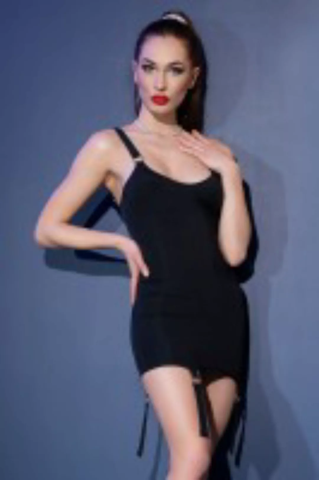 Elegantes Minikleid mit Strapshalterimitationen - schwarz günstig online kaufen