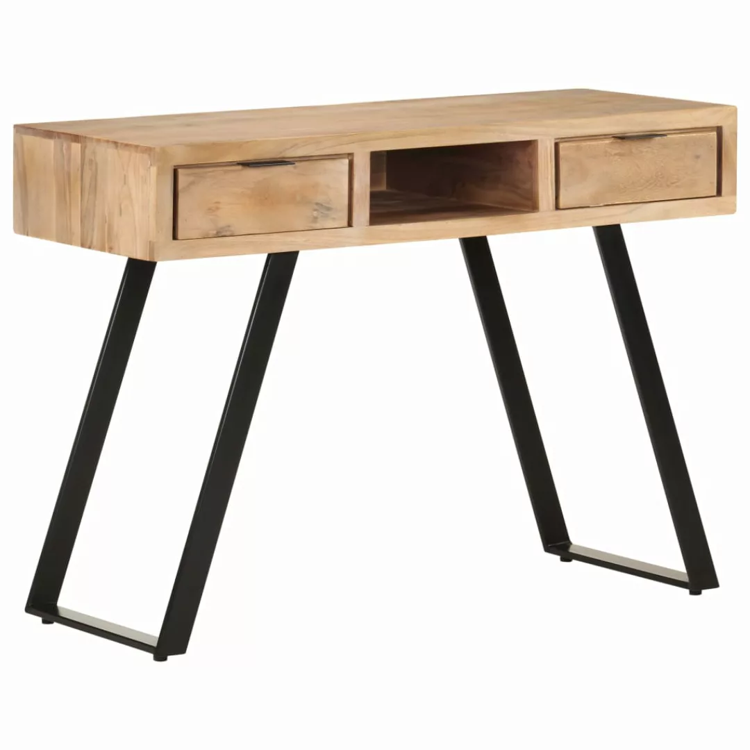 Schreibtisch 110x50x75 Cm Massivholz Akazie Mit Naturkanten günstig online kaufen