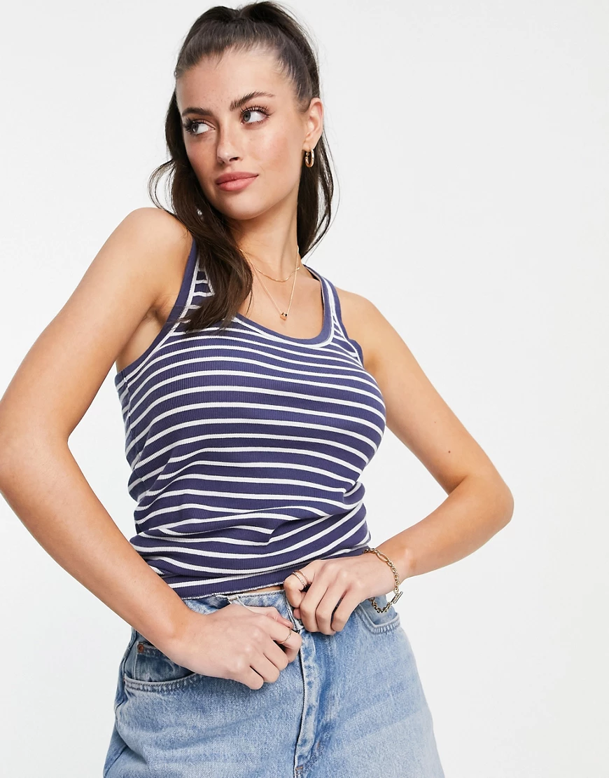 Aerie – Henley – Freizeit-Tanktop in Marineblau gestreift günstig online kaufen