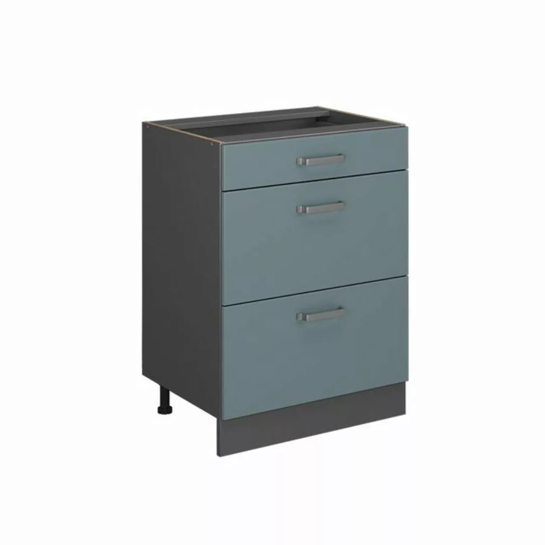 Vicco Unterschrank R-Line, Blau-Grau/Anthrazit, 60 cm mit Schubladen, AP An günstig online kaufen