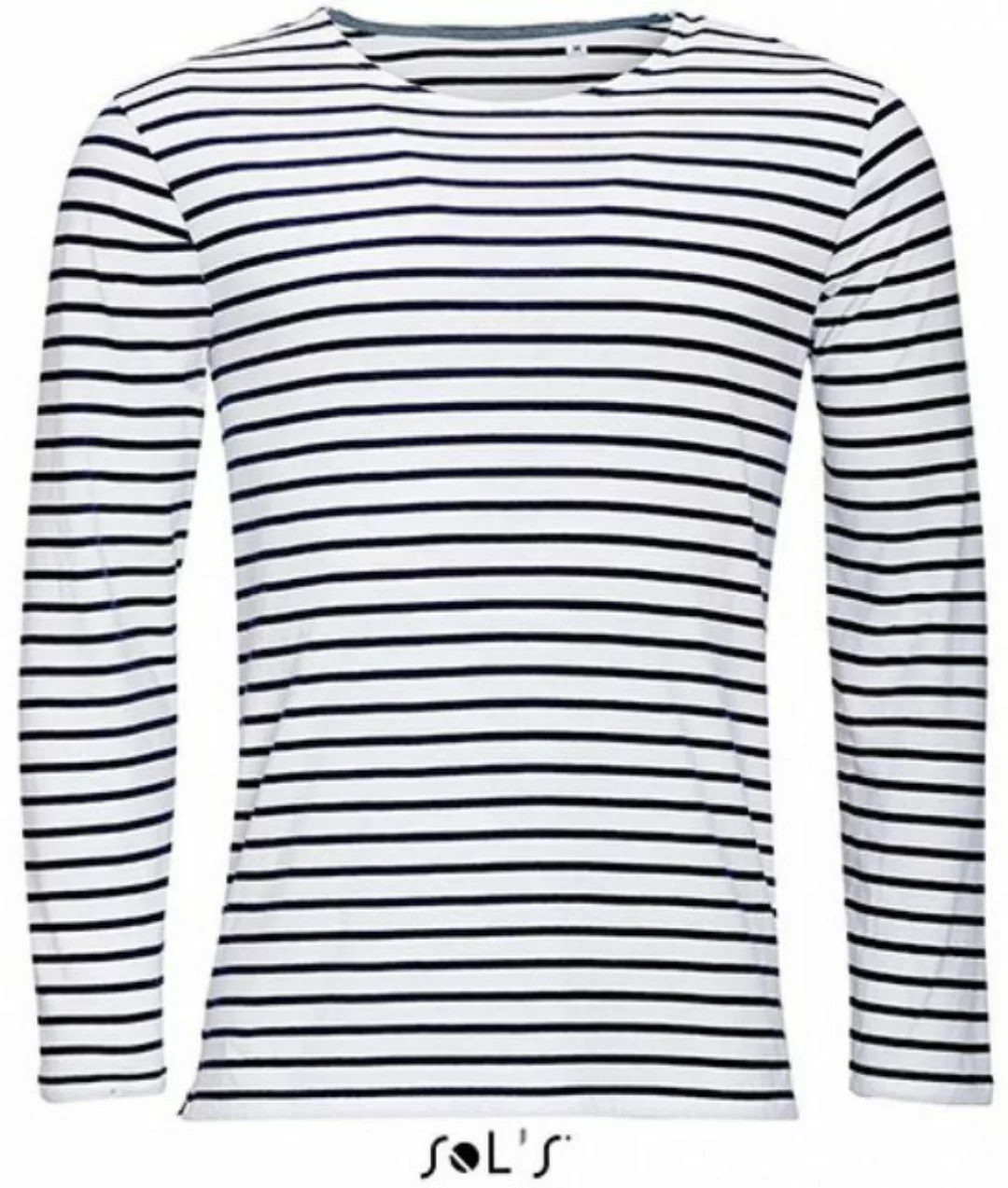 SOLS Langarmshirt Herren Longsleeve Striped T-Shirt Marine gestreift günstig online kaufen