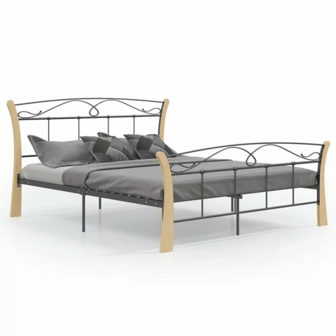 vidaXL Bettgestell Bett Schwarz Metall 140x200 cm Bett Bettrahmen Bettgeste günstig online kaufen