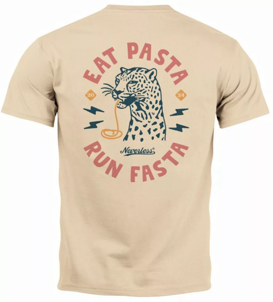 Neverless Print-Shirt Herren T-Shirt Backprint Aufdruck Schrift Eat Pasta B günstig online kaufen