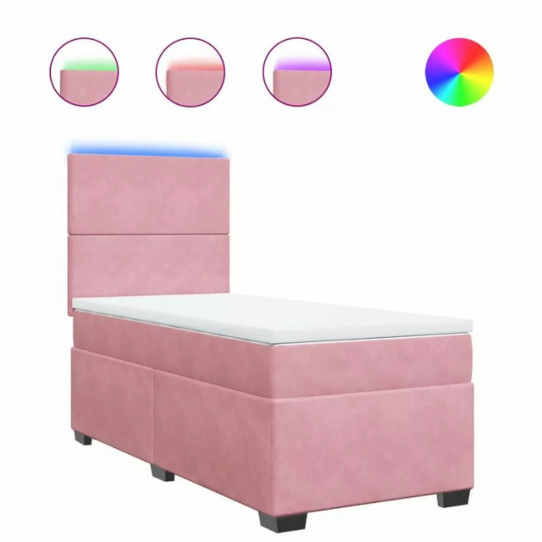 vidaXL Bett Boxspringbett mit Matratze Rosa 100x200 cm Samt günstig online kaufen