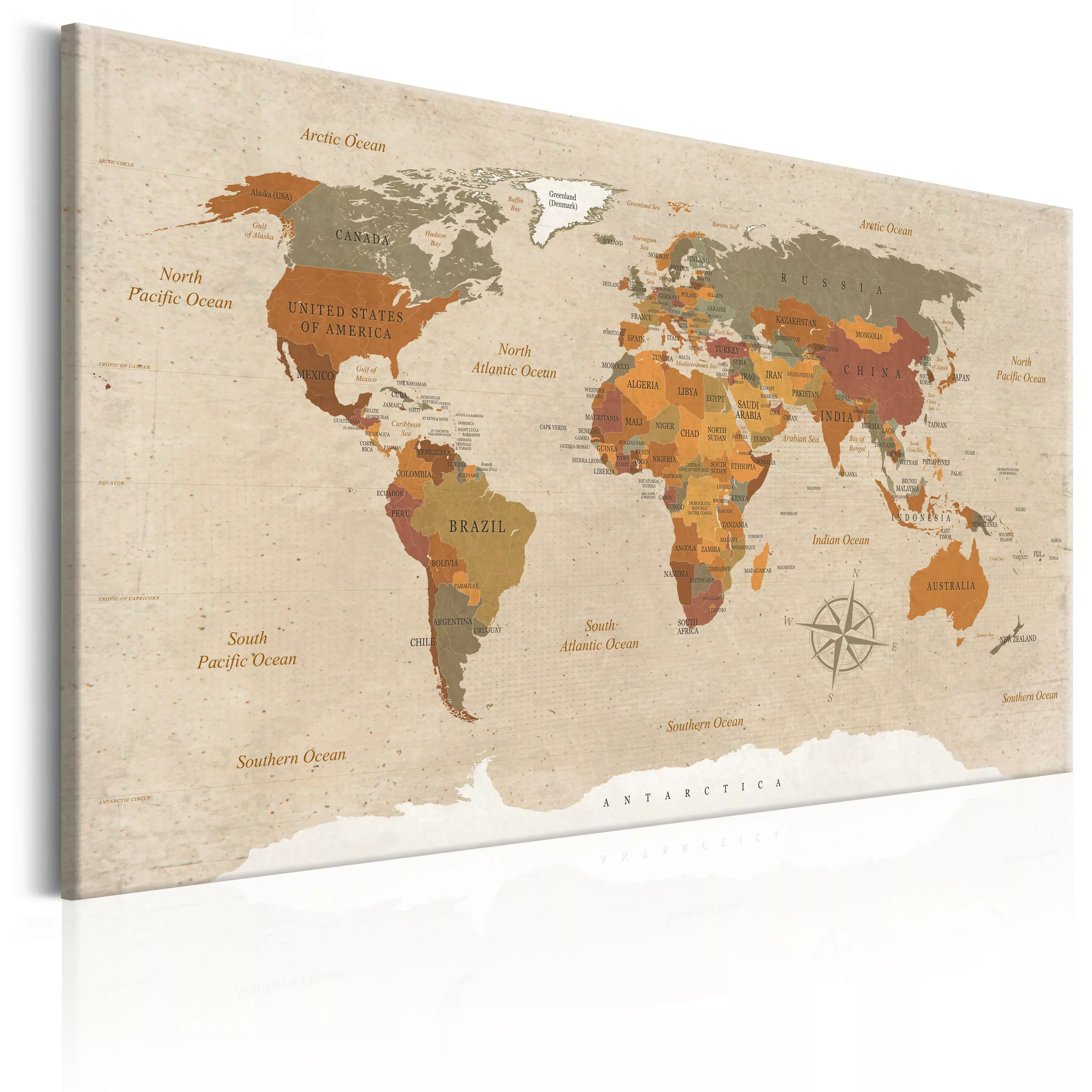 Wandbild - World Map: Beige Chic günstig online kaufen