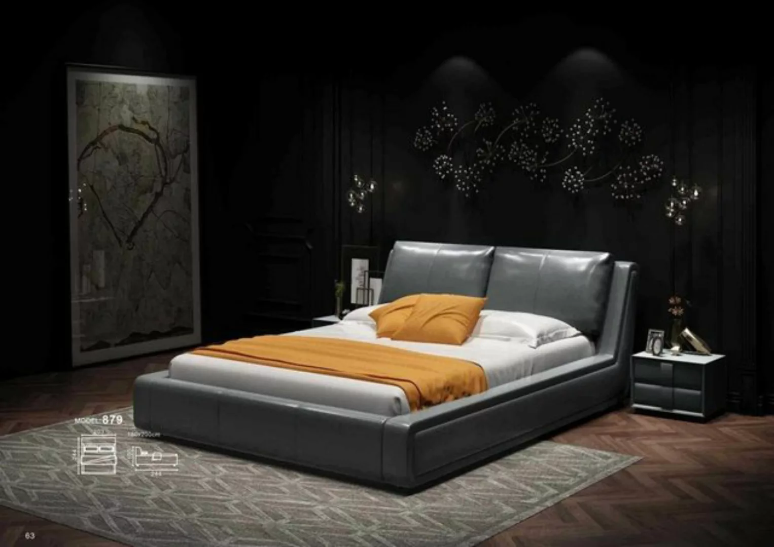JVmoebel Bett, Designer Bett Luxus Doppel Leder Hotel Metall Betten Doppel günstig online kaufen