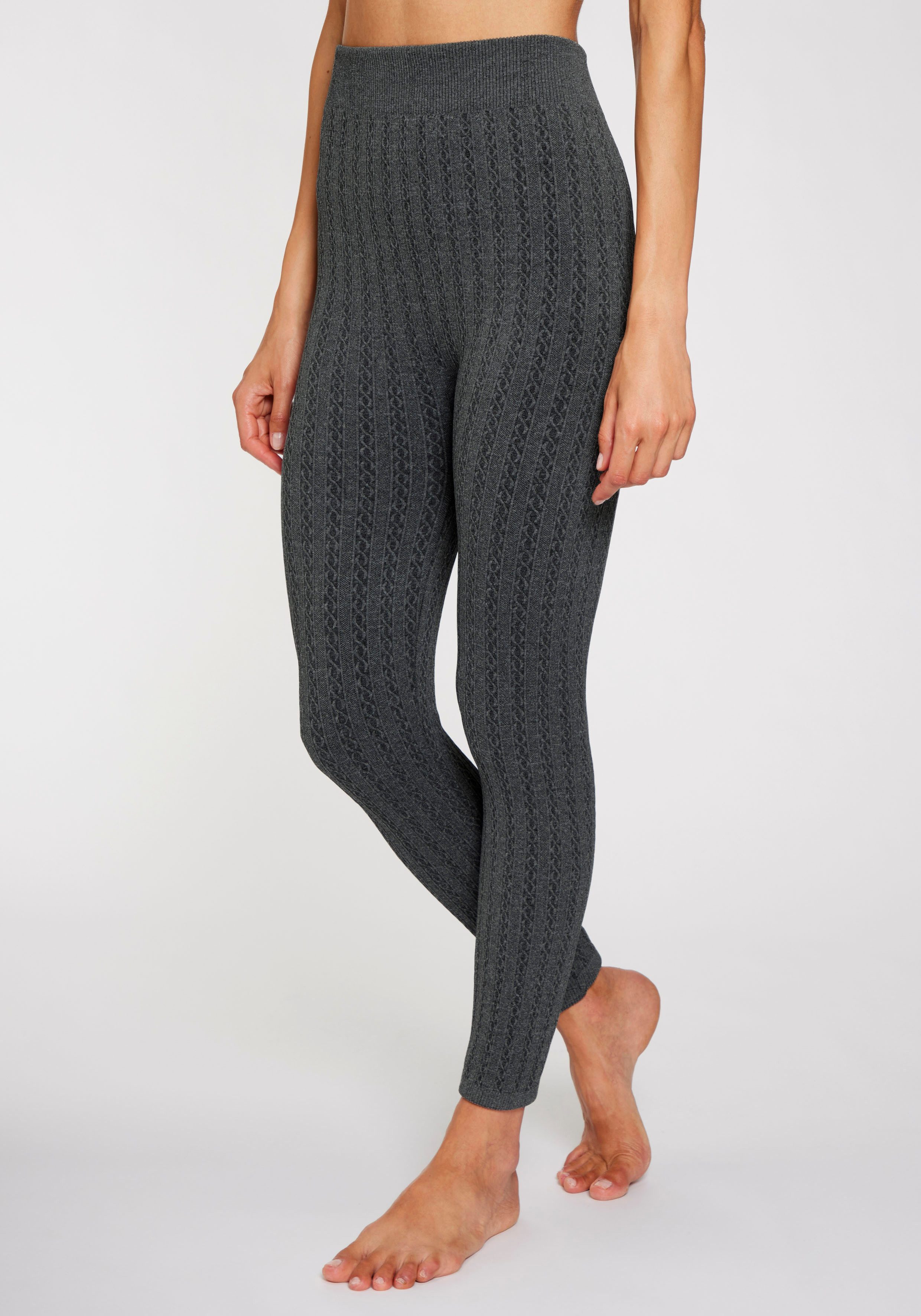 Lavana Strickstrumpfleggings mit Zopfmuster und innen günstig online kaufen