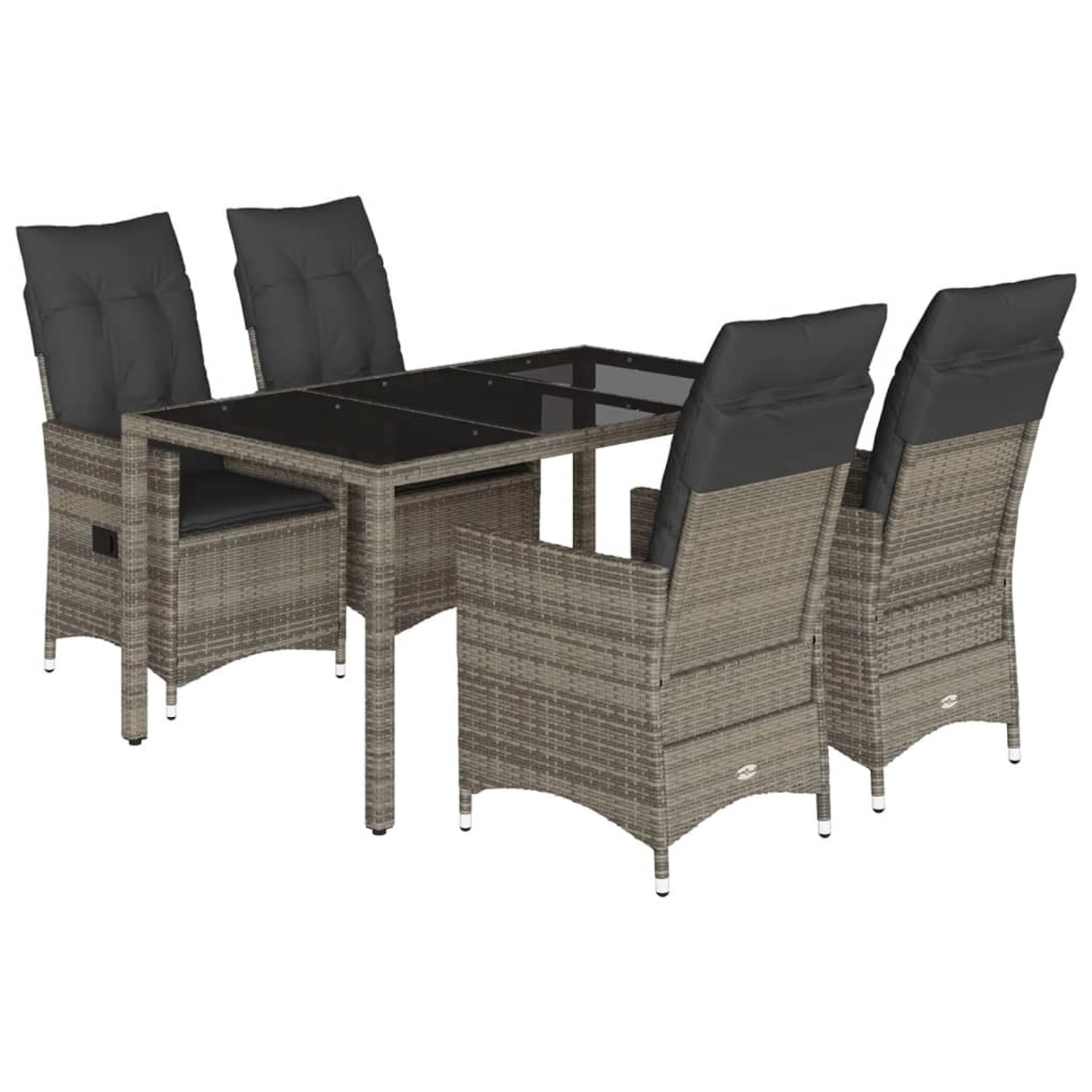 vidaXL 5-Tlg Garten-Essgruppe mit Kissen Grau Poly Rattan 3276738 günstig online kaufen