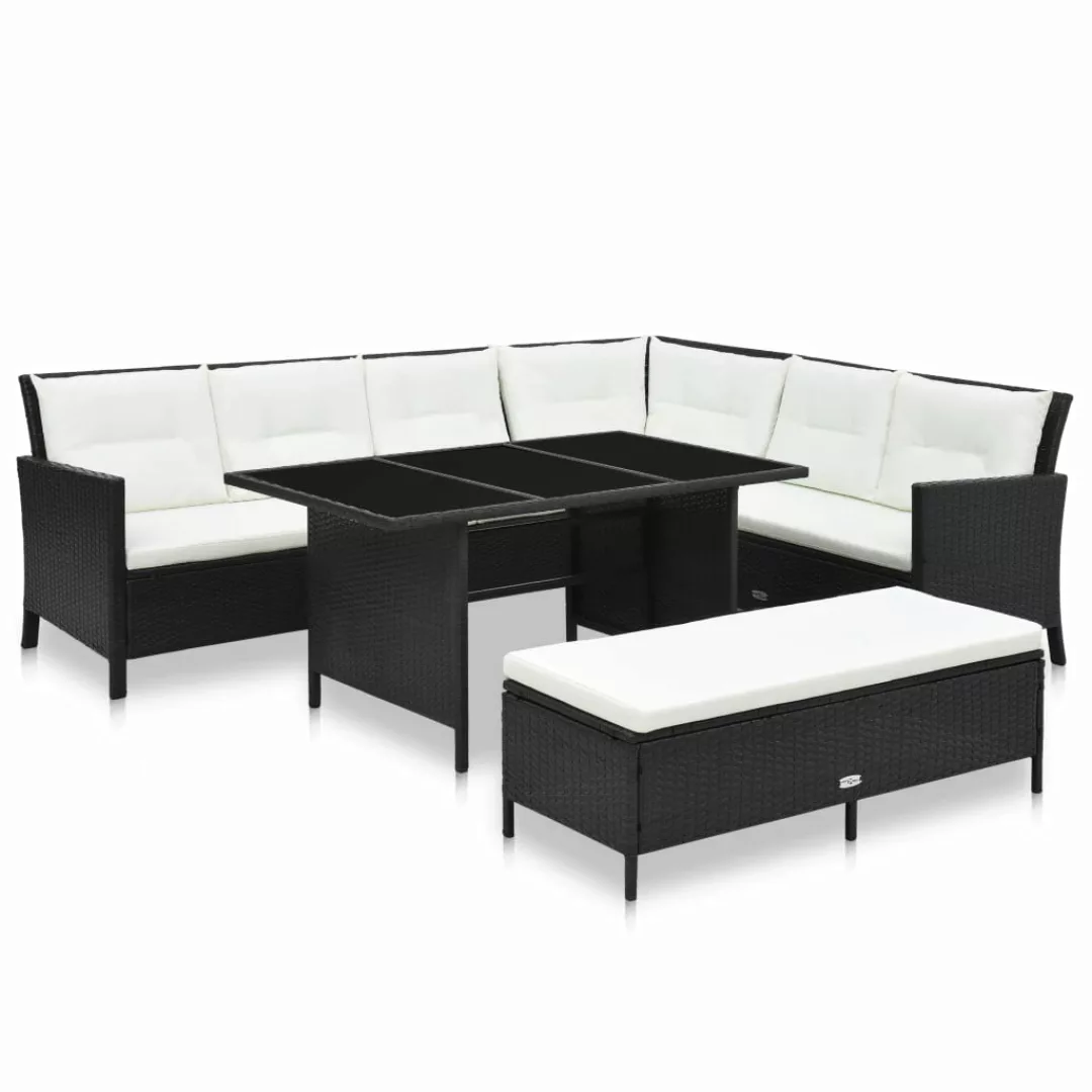 3-tlg. Garten-lounge-set Mit Auflagen Poly Rattan Schwarz günstig online kaufen