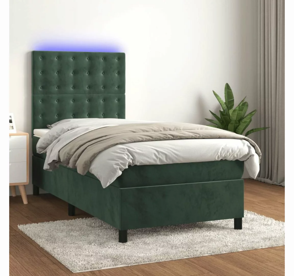 vidaXL Boxspringbett Boxspringbett mit Matratze & LED Samt (80 x 200 cm, Gr günstig online kaufen