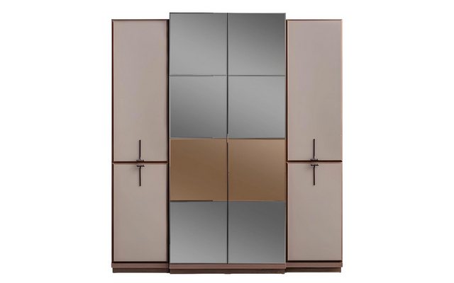 Xlmoebel Kleiderschrank Neuer Designer-Holz-Kleiderschrank in Beige mit Gla günstig online kaufen