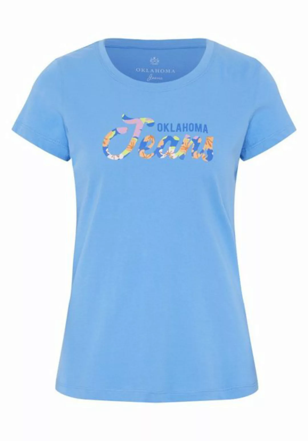Oklahoma Jeans Print-Shirt mit floralem Label-Akzent günstig online kaufen