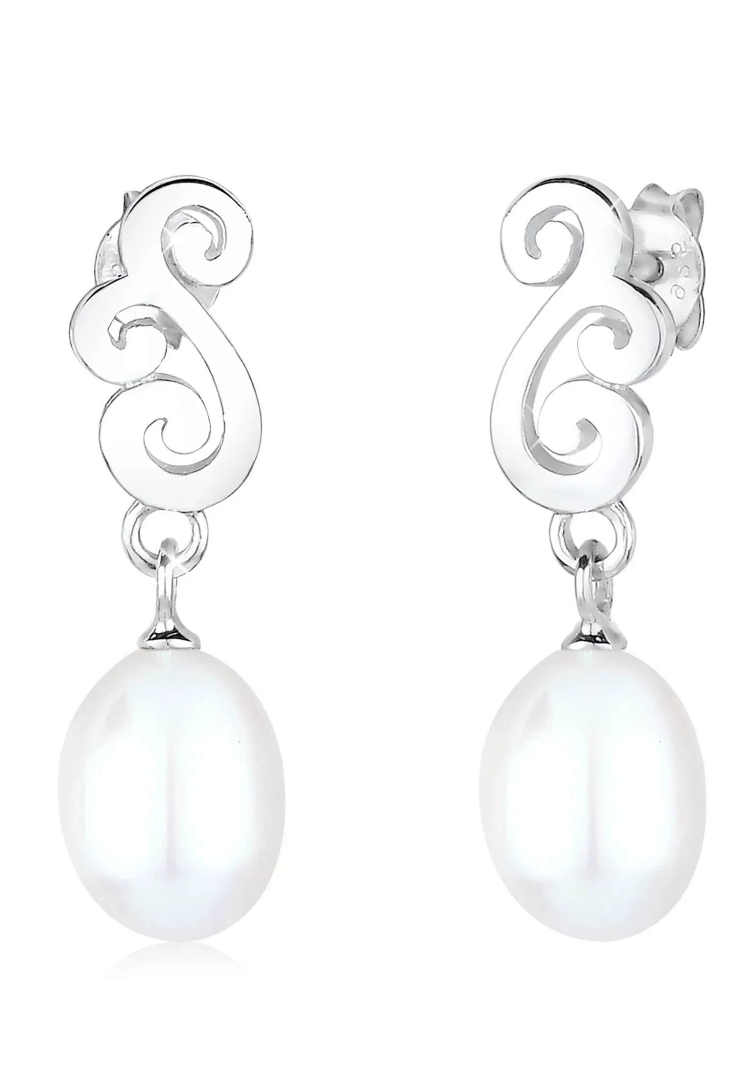 Elli Paar Ohrhänger "Ornament Süßwasserzuchtperle Silber Rosevergoldet" günstig online kaufen