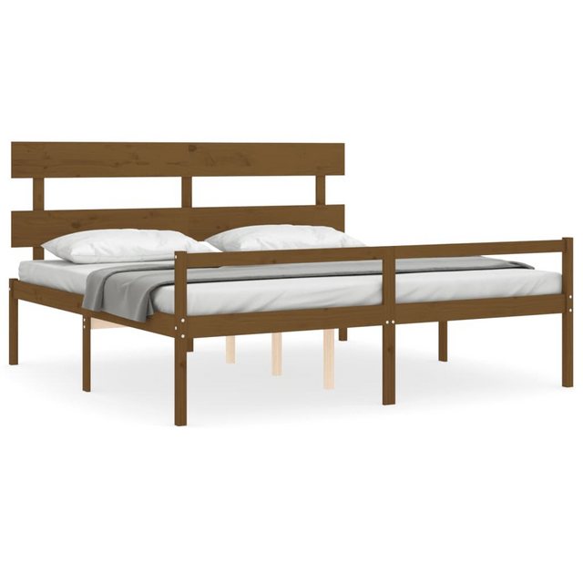 vidaXL Bett, Seniorenbett mit Kopfteil 200x200 cm Honigbraun Massivholz günstig online kaufen