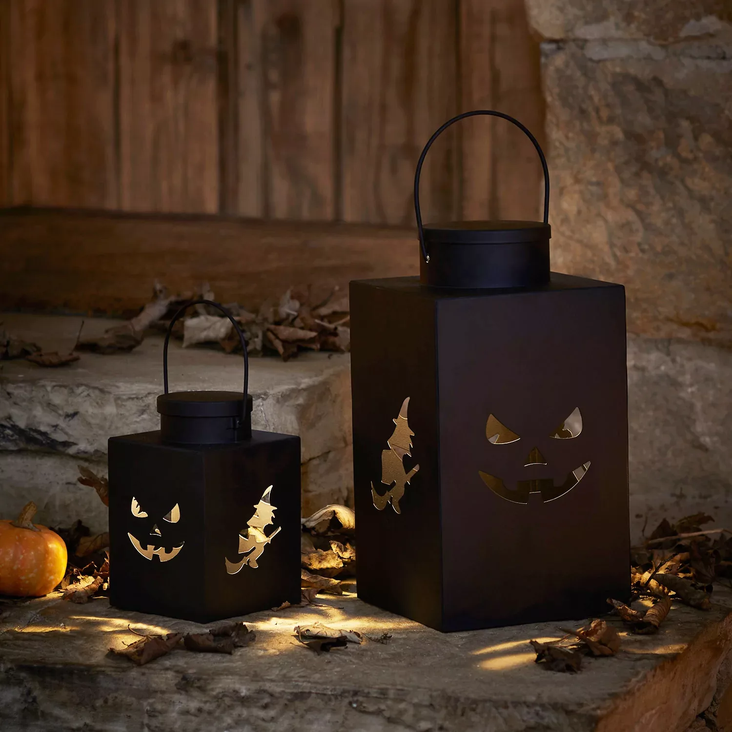 Halloween Laternen Duo aus Metall schwarz günstig online kaufen