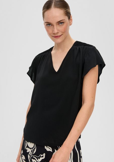 s.Oliver BLACK LABEL Kurzarmbluse Shirt mit Smok-Detail Smok-Detail günstig online kaufen
