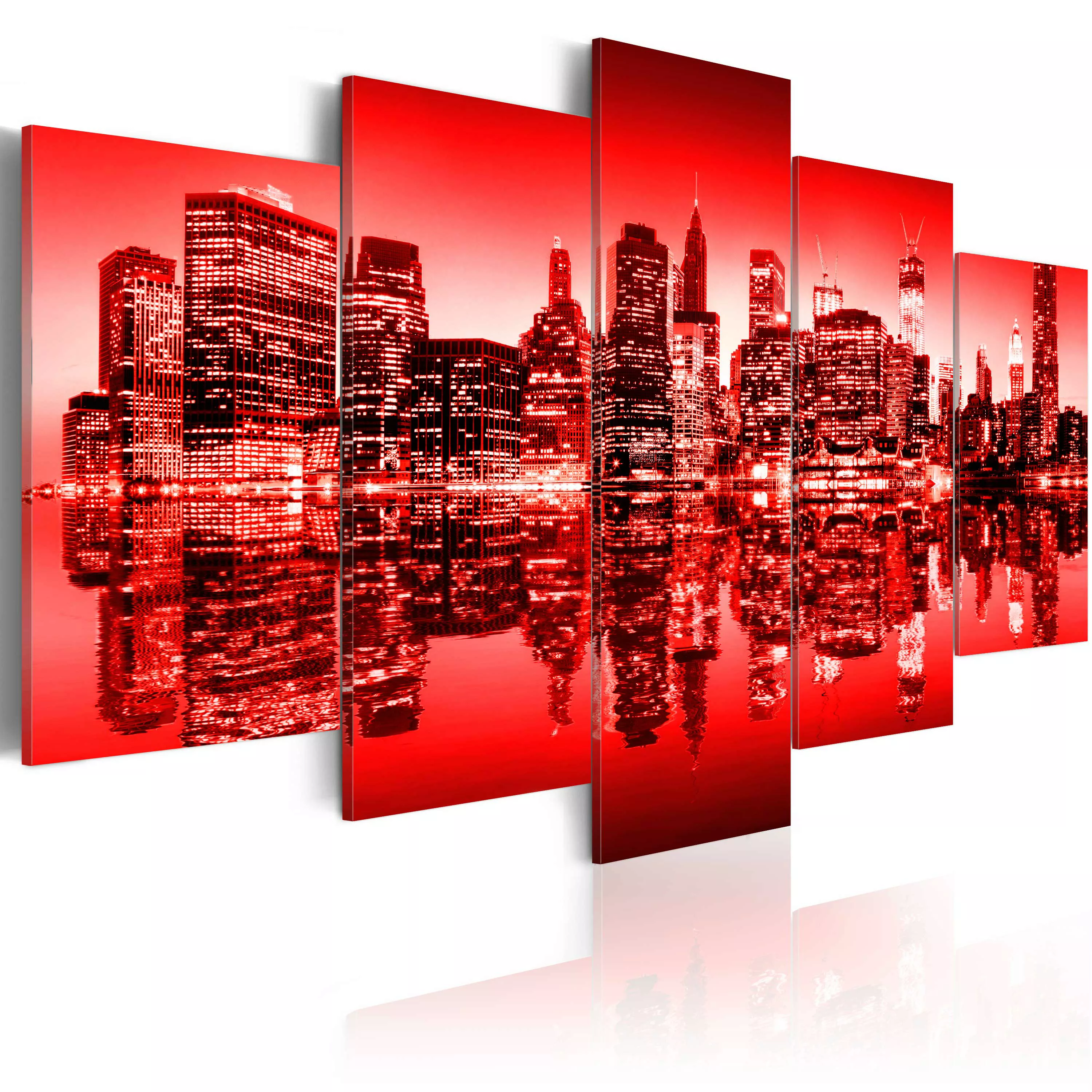Wandbild - Rotes Licht über New York - 5 Teile günstig online kaufen