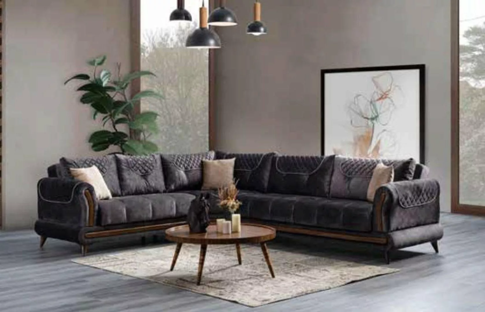 Xlmoebel Ecksofa Neues bequemes Ecksofa in modernem Grau - Textil-Lounge in günstig online kaufen