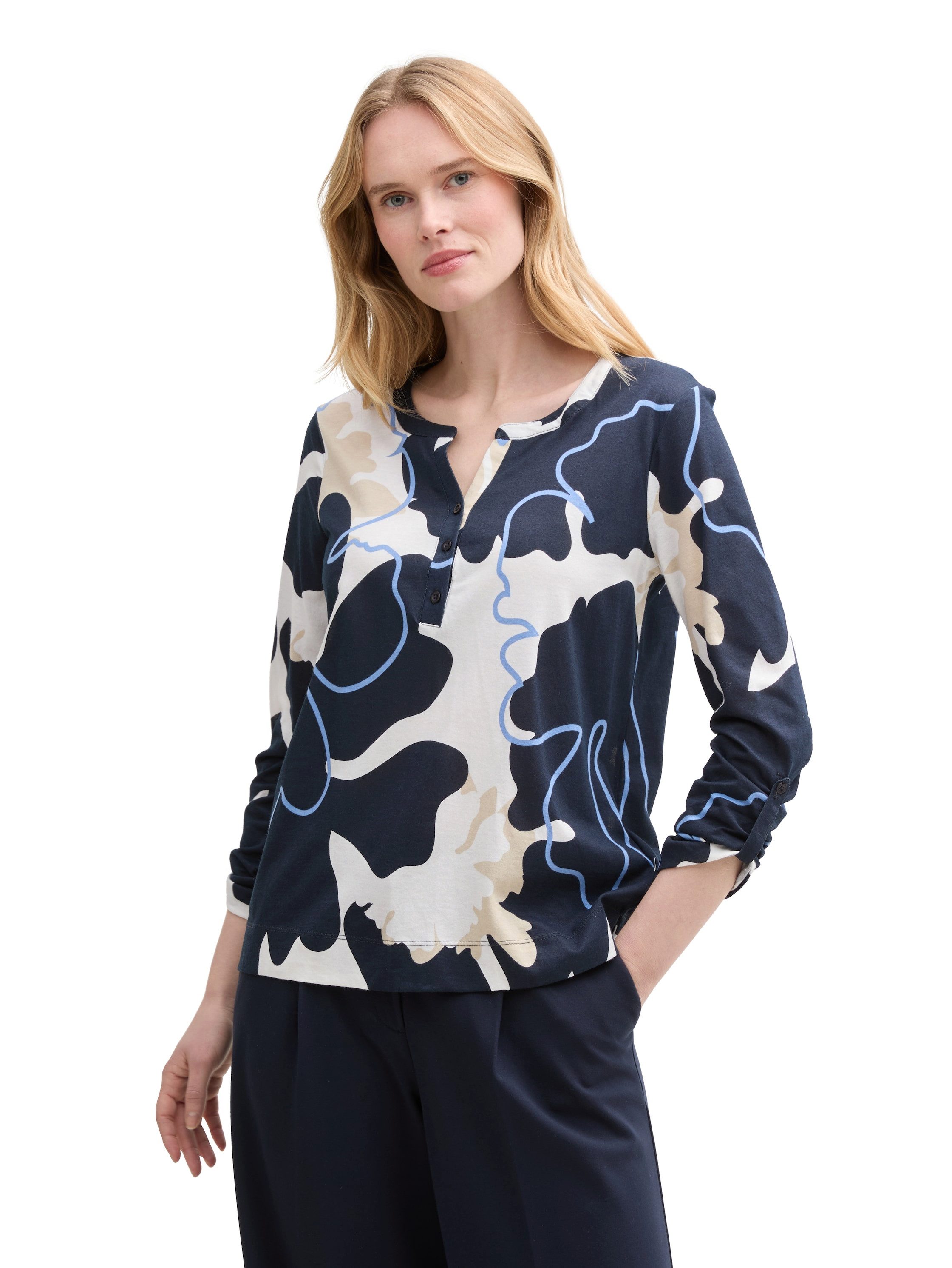 TOM TAILOR Langarmshirt, mit All-Over Print günstig online kaufen