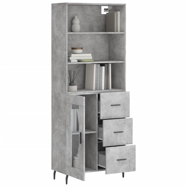 vidaXL Vitrine Highboard Betongrau 69,5x34x180 cm Spanplatte Glas Vitrine günstig online kaufen