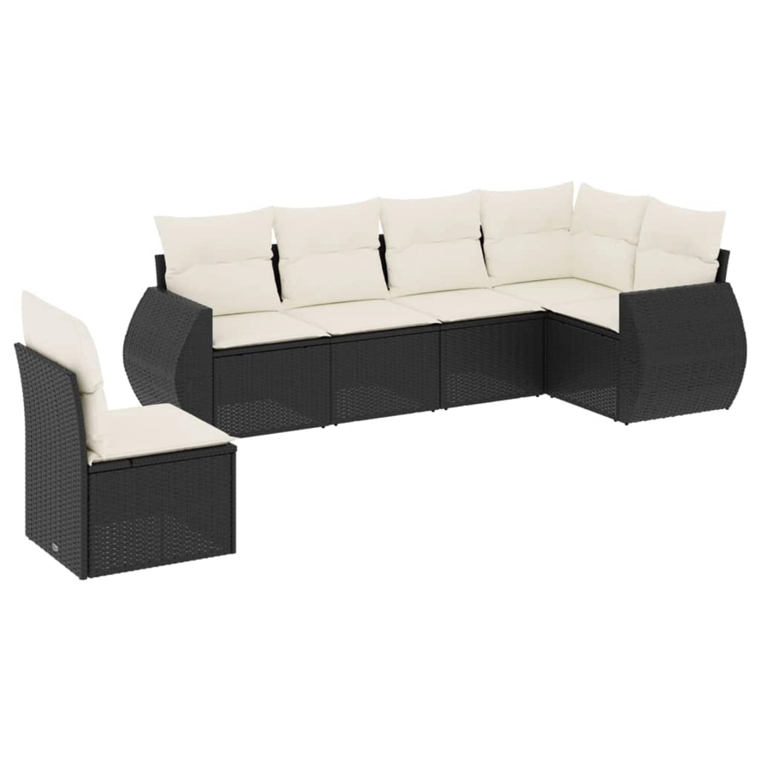 vidaXL 6-Tlg Garten-Sofagarnitur mit Kissen Schwarz Poly Rattan 3221425 günstig online kaufen