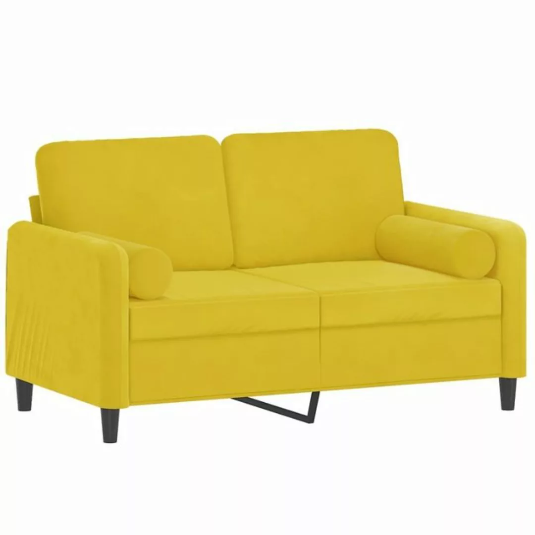 vidaXL Sofa 2-Sitzer-Sofa mit Zierkissen Gelb 120 cm Samt günstig online kaufen