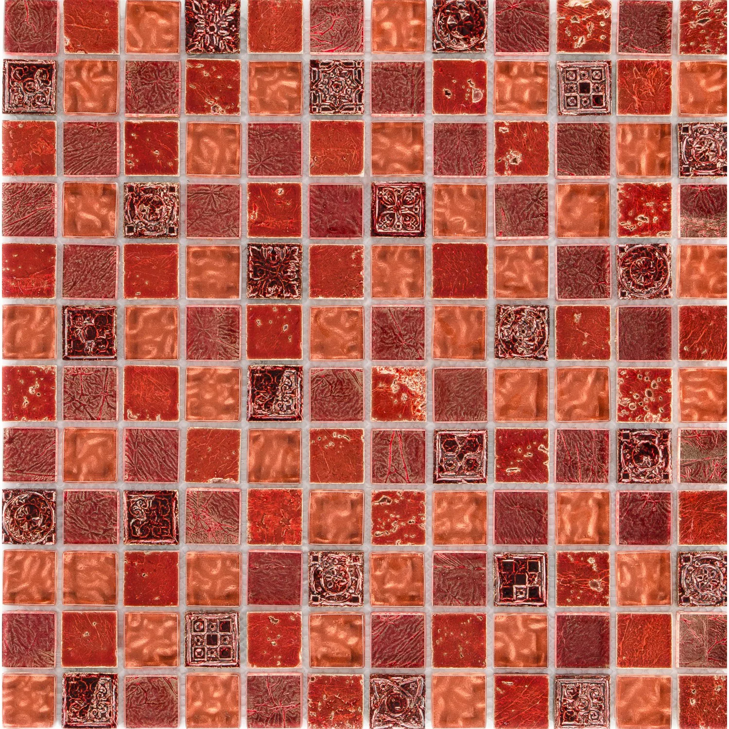 Mosaik Glas & Stein Maya Red 30 cm x 30 cm günstig online kaufen
