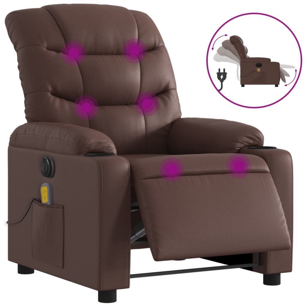 vidaXL Sessel Massagesessel Elektrisch Braun Kunstleder günstig online kaufen