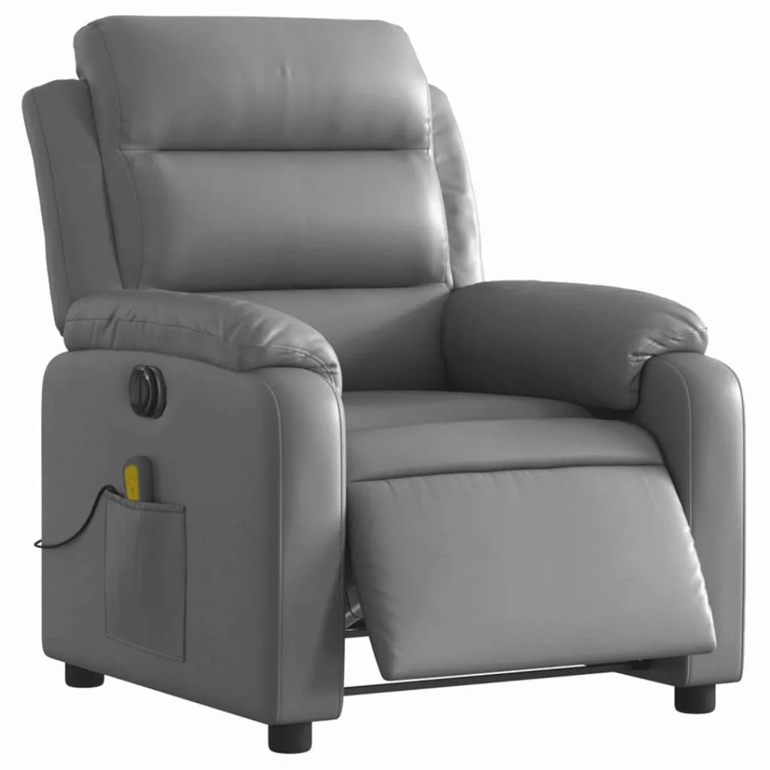 vidaXL Sessel Massagesessel Elektrisch Grau Kunstleder günstig online kaufen