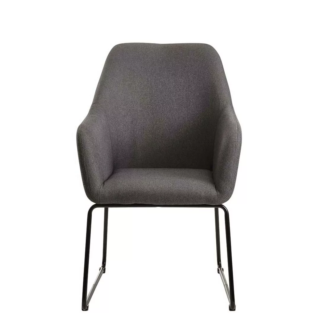 Esstisch Stühle Dunkelgrau mit Bügelgestell aus Metall Schwarz günstig online kaufen