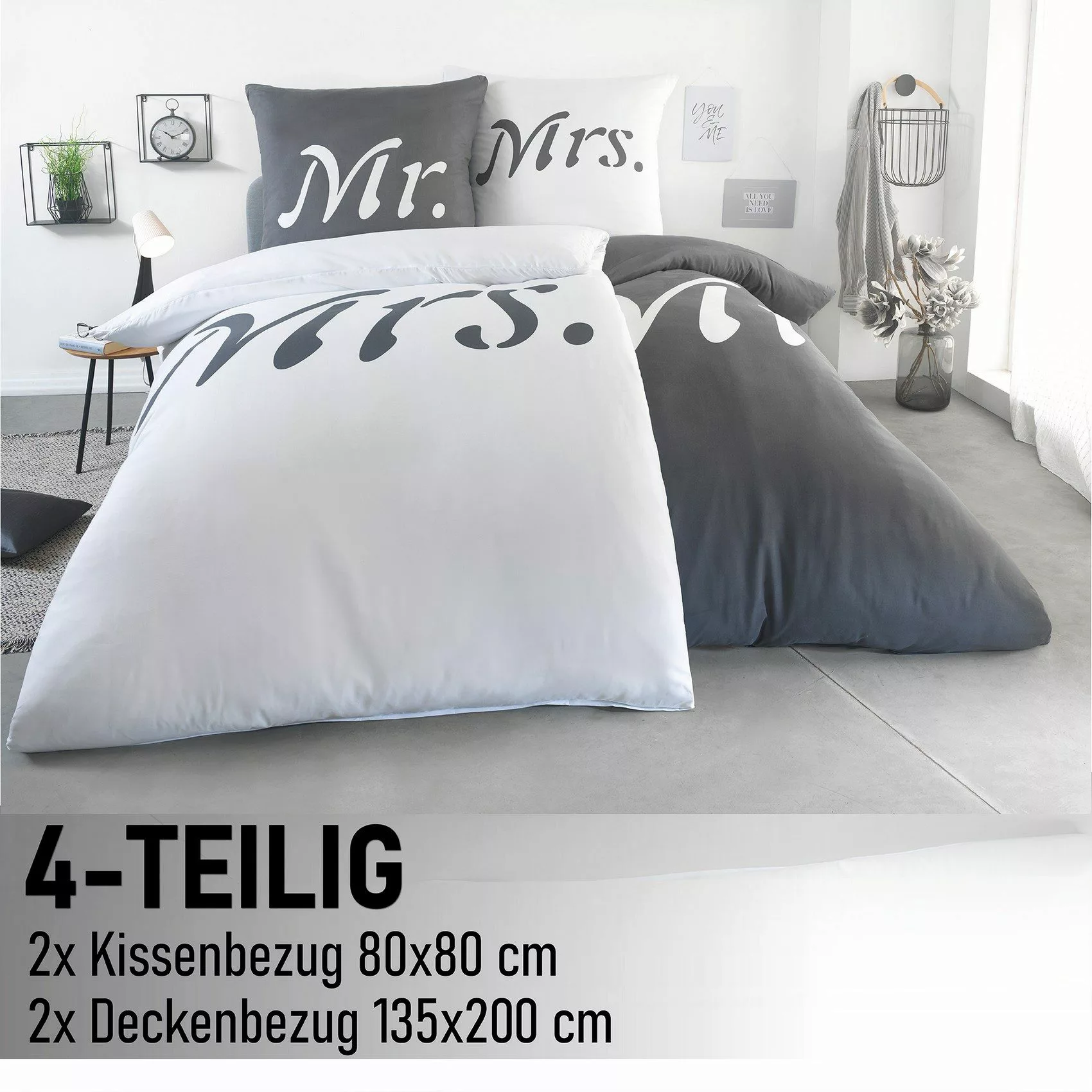 Kuscheli Partnerbettwäsche 2x 135x200 + 2x günstig online kaufen