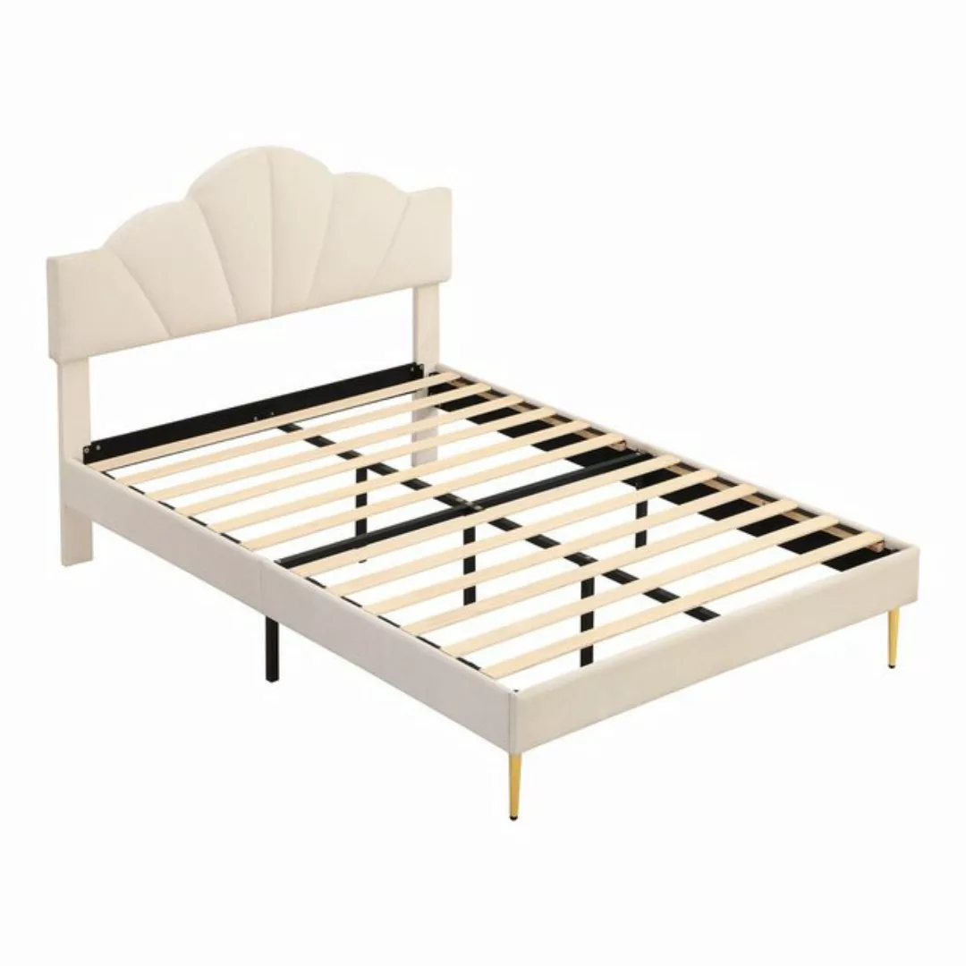 BlingBin Polsterbett Doppelbett, Muschelbett, Samt, Beige (1er Set, 1-tlg., günstig online kaufen