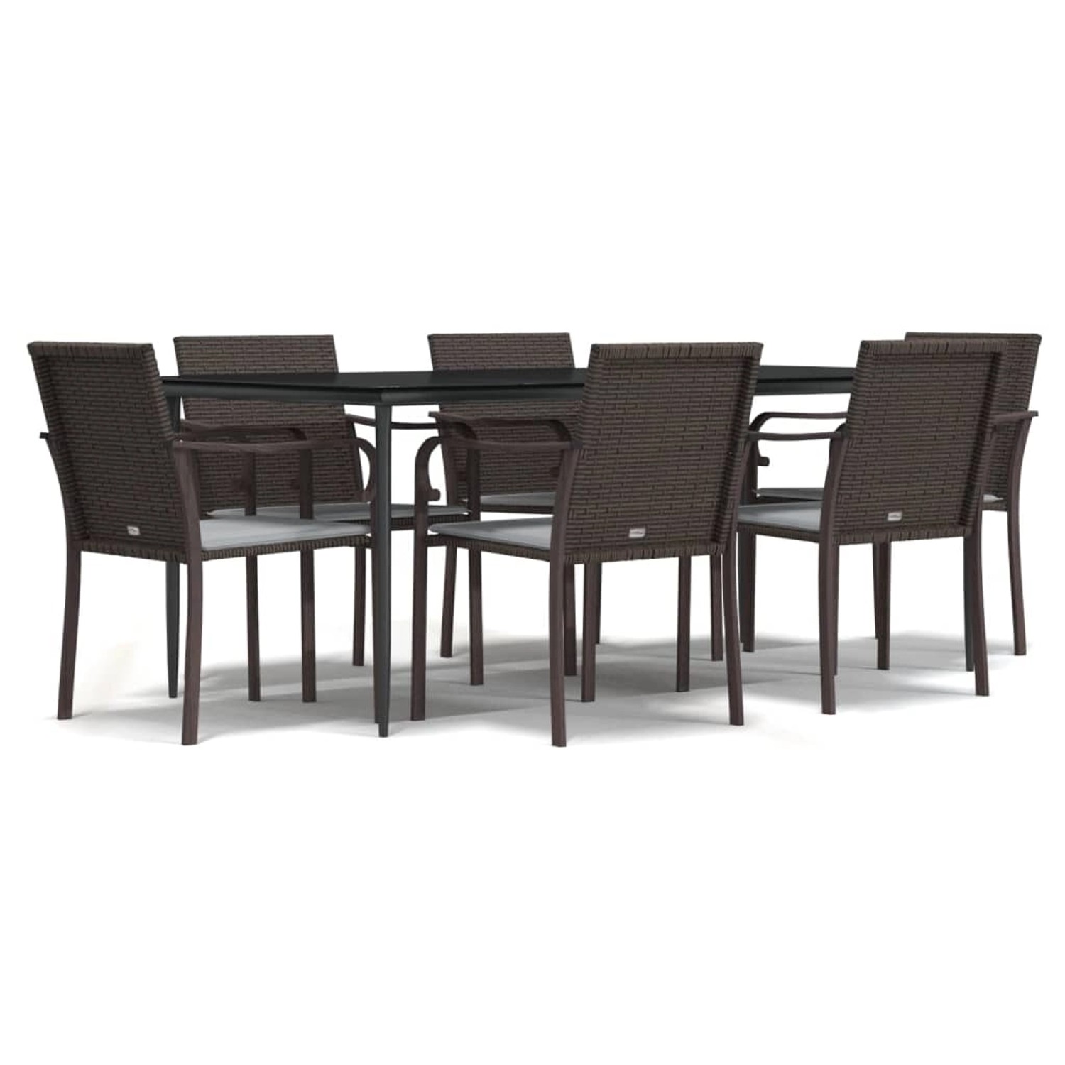 vidaXL 7-Tlg Garten-Essgruppe mit Kissen Poly Rattan und Stahl 3186949 günstig online kaufen