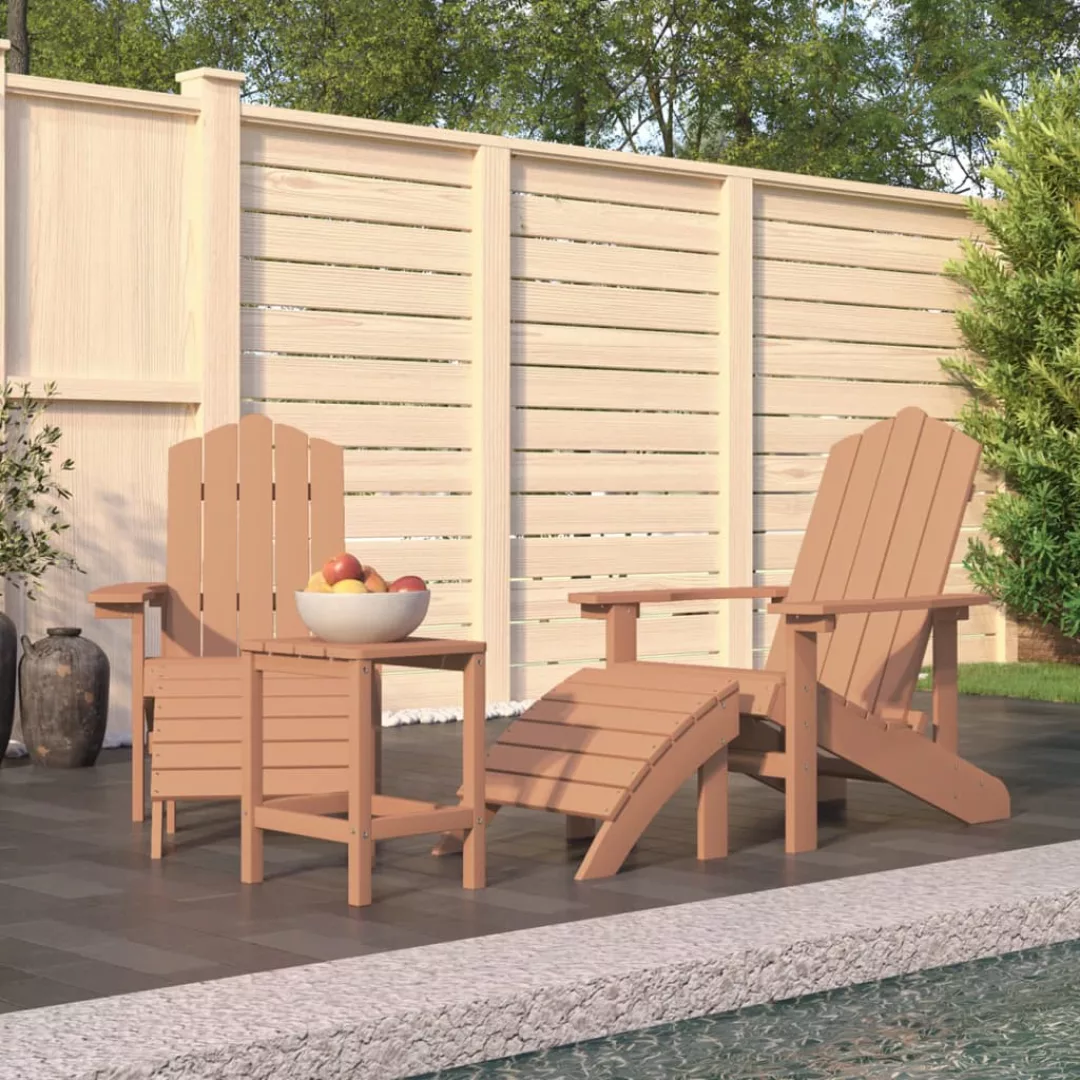 Vidaxl Adirondack-gartenstühle Mit Hocker & Tisch Hdpe Braun günstig online kaufen