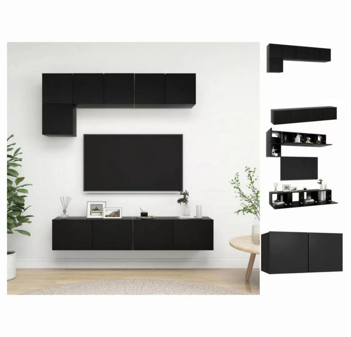 vidaXL TV-Schrank 5-tlg TV-Schrank-Set Schwarz Spanplatte günstig online kaufen