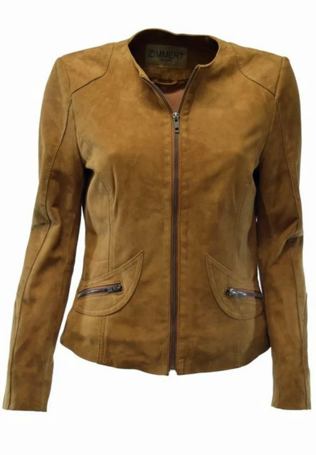 Zimmert Leather Lederjacke Bea (1-St) Kragenlos, leicht, Cognac, braun, Wil günstig online kaufen