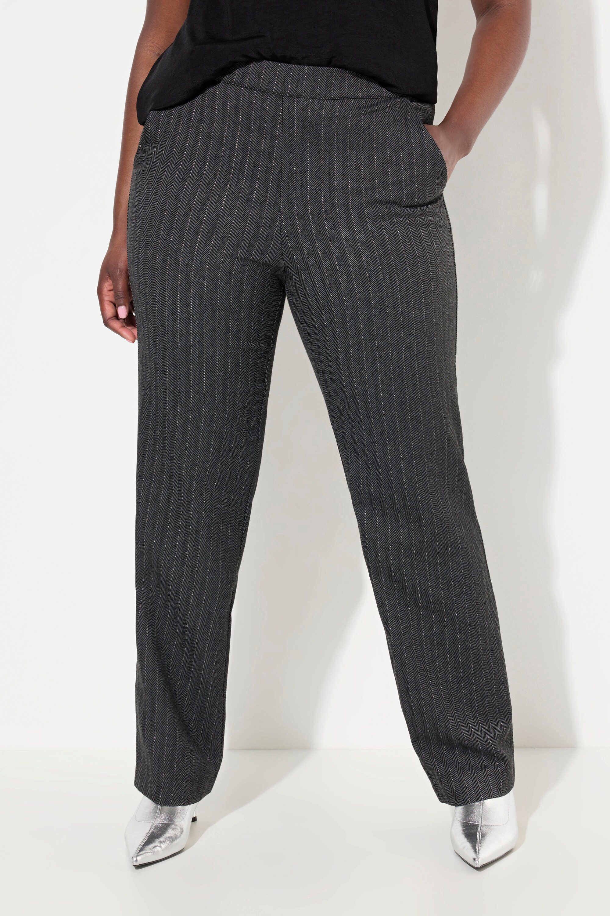Ulla Popken Funktionshose Hose Fischgratmuster Lurex günstig online kaufen