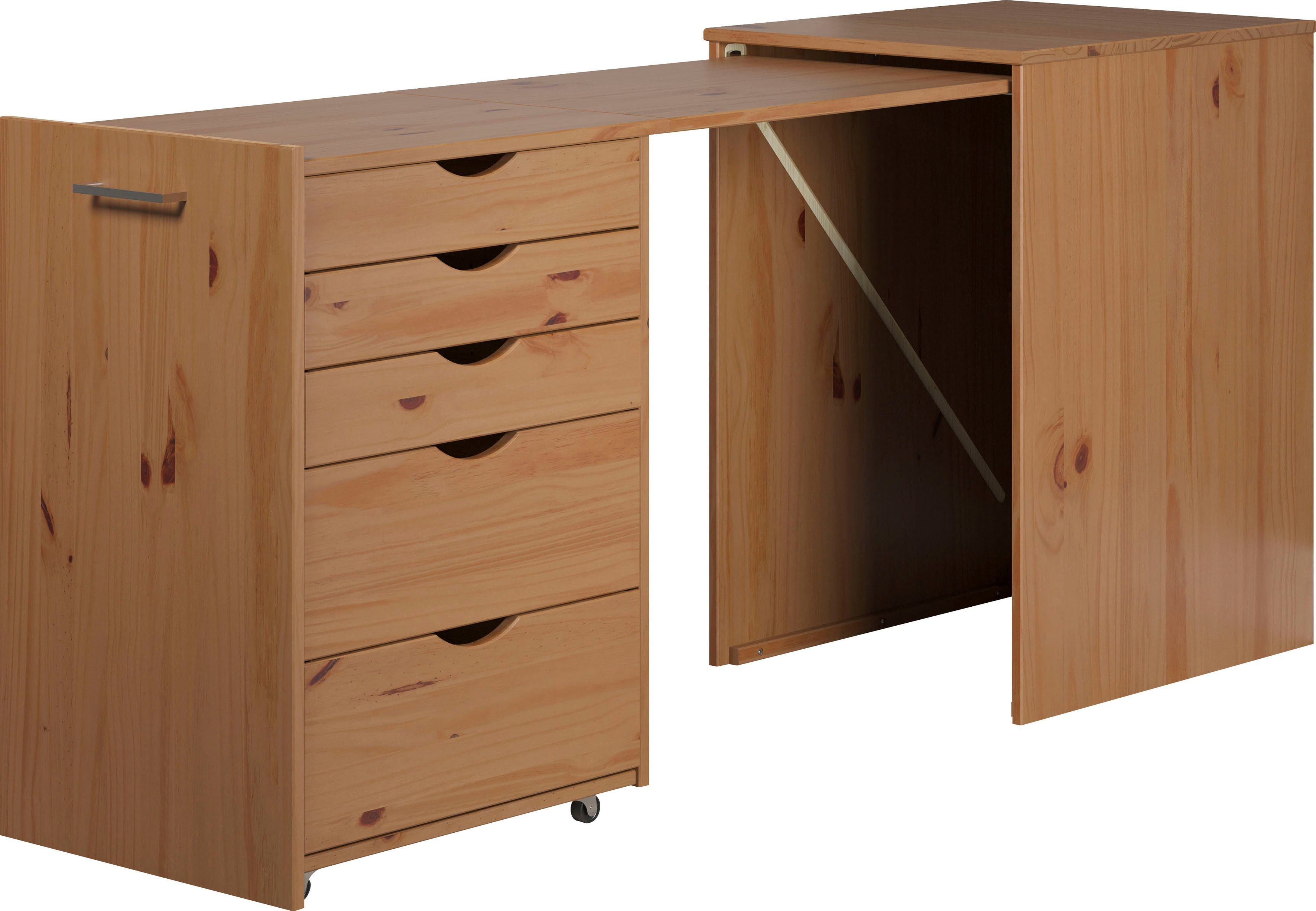 INTER-FURN Regal-Schreibtisch "Voltera", (1 St.), kleiner Massivholz Schrei günstig online kaufen