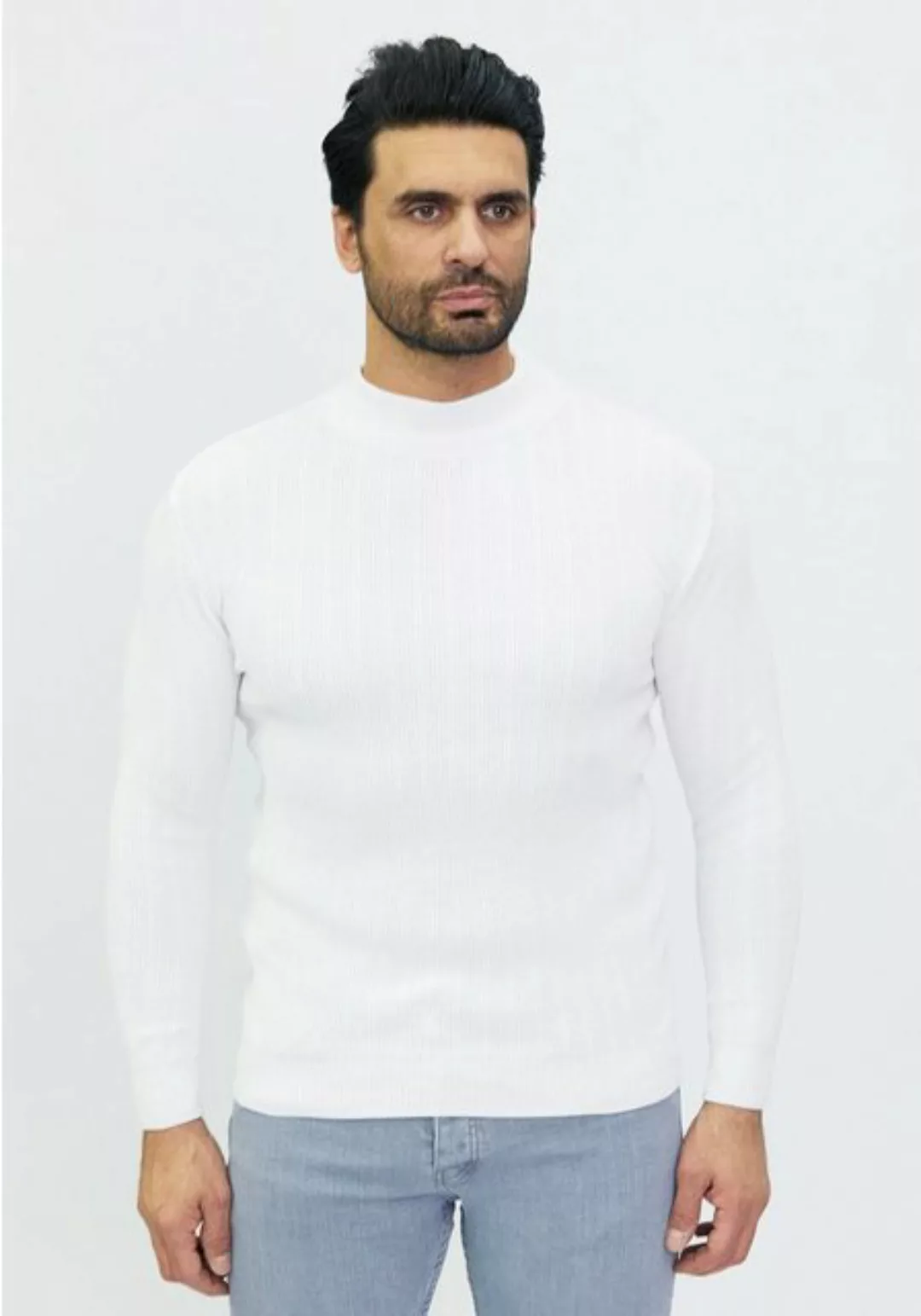 Denim Distriqt Strickpullover Stehkragen Pullover in feinem Muster Clover S günstig online kaufen