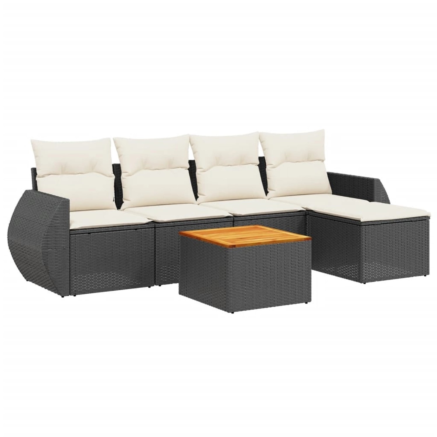 vidaXL 6-Tlg Garten-Sofagarnitur mit Kissen Schwarz Poly Rattan 3257309 günstig online kaufen