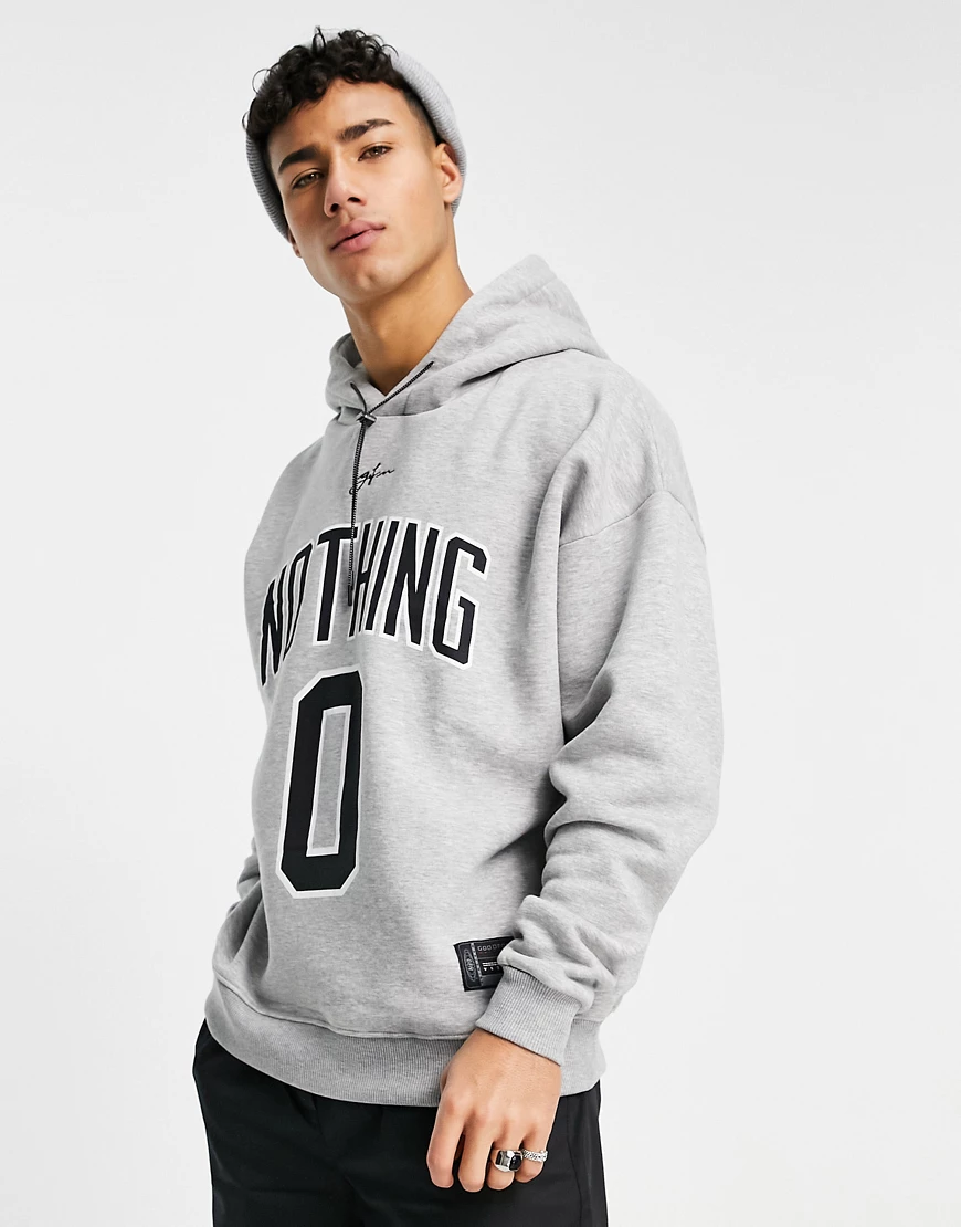 Good For Nothing – Oversize-Kapuzenpullover in Kalkgrau mit „Nothing“-Print günstig online kaufen