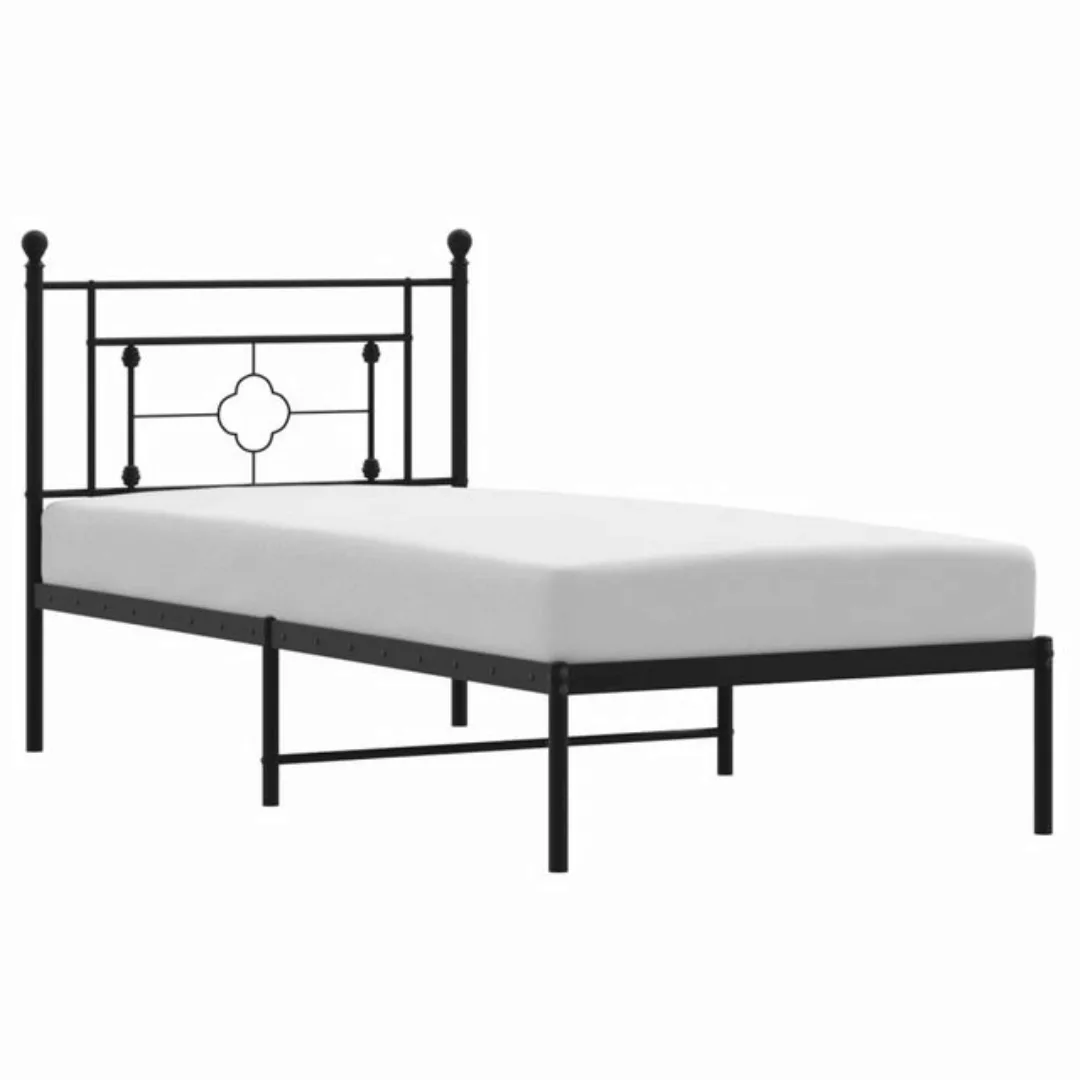 vidaXL Bettgestell Bettgestell mit Kopfteil Metall Schwarz 90x190 cm Bett B günstig online kaufen