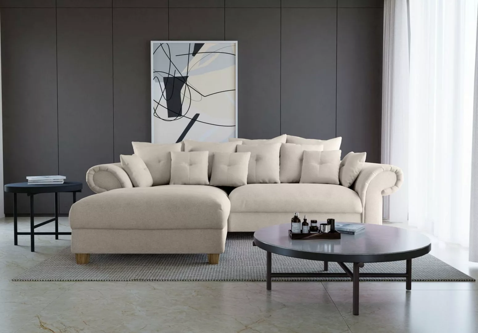 Sofa Dreams Big-Sofa London, Ecksofa, mit Ottomane, Stoffsofa, Polstersofa günstig online kaufen