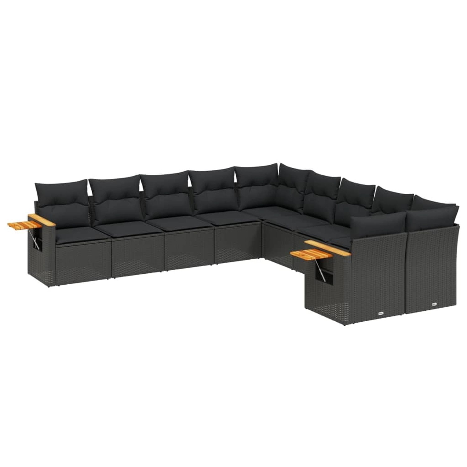 vidaXL 10-Tlg Garten-Sofagarnitur mit Kissen Schwarz Poly Rattan 3259591 günstig online kaufen
