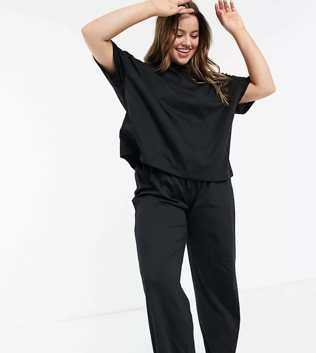 ASOS DESIGN Curve – Mix & Match – Pyjamahose aus Jersey mit geradem Bein in günstig online kaufen