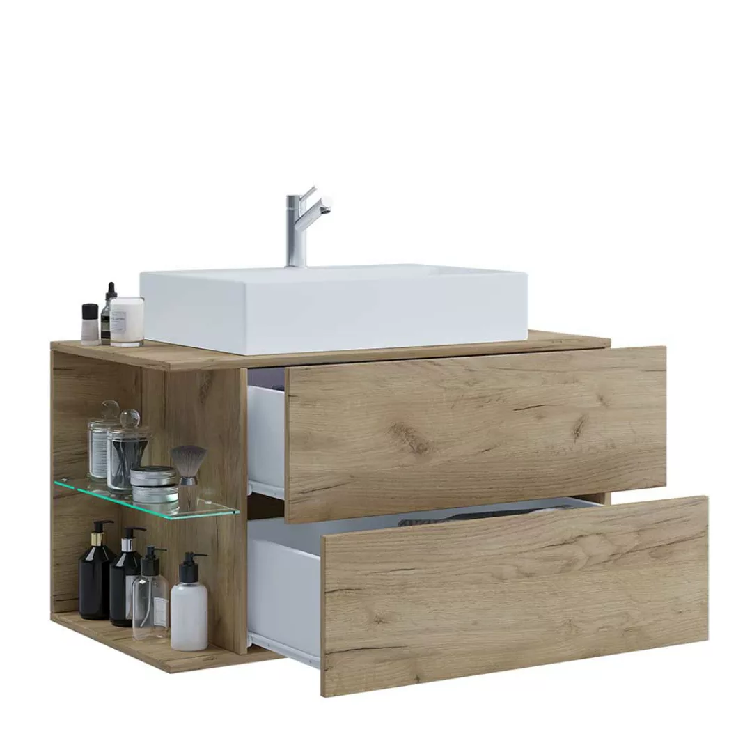 Waschbeckenschrank hängend mit zwei Schubladen einem Aufsatzwaschbecken günstig online kaufen
