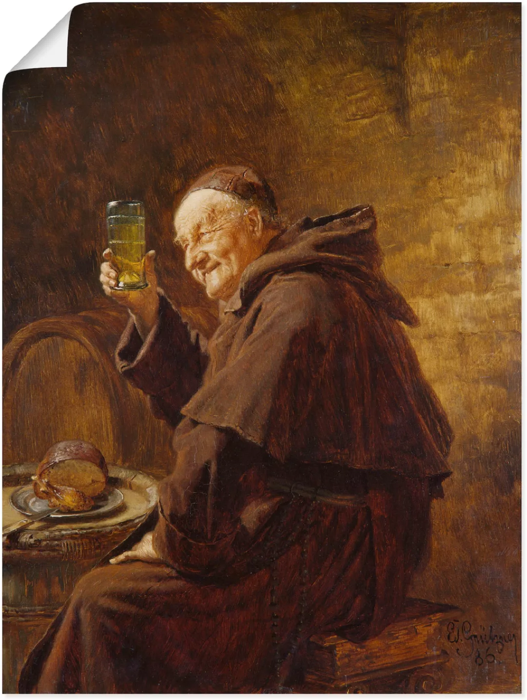 Artland Wandbild "Mönch bei der Weinprobe.", Mann, (1 St.), als Leinwandbil günstig online kaufen